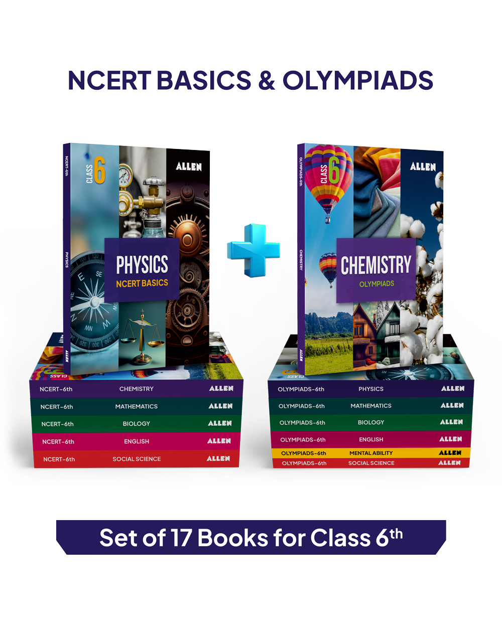 ALLEN Class 6 NCERT + Olympiad Complete Study Material – 17 Multicolor Modules Covering 7 Subjects | Physics, Chemistry, Biology, Maths, Social Science, English & Mental ability