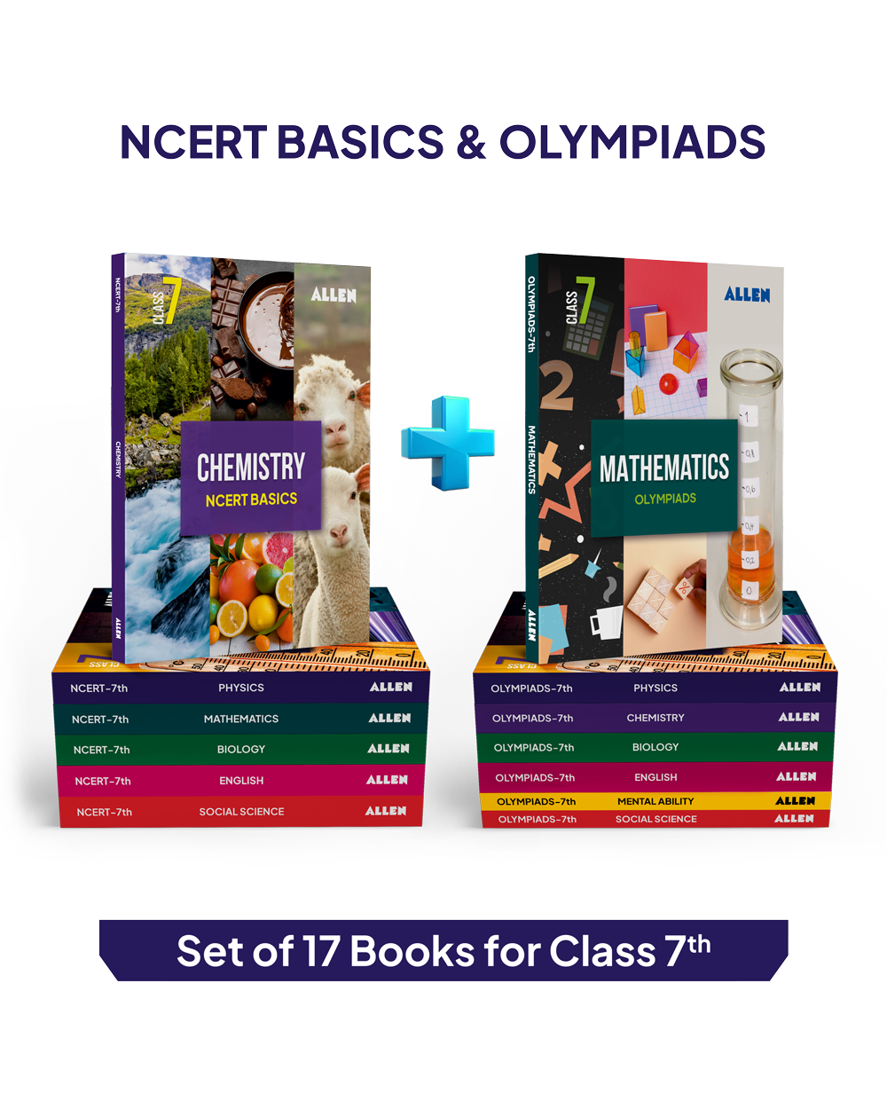ALLEN Class 7 NCERT + Olympiad Complete Study Material – 17 Multicolor Modules Covering 7 Subjects | Physics, Chemistry, Biology, Maths, Social Science, English & Mental ability