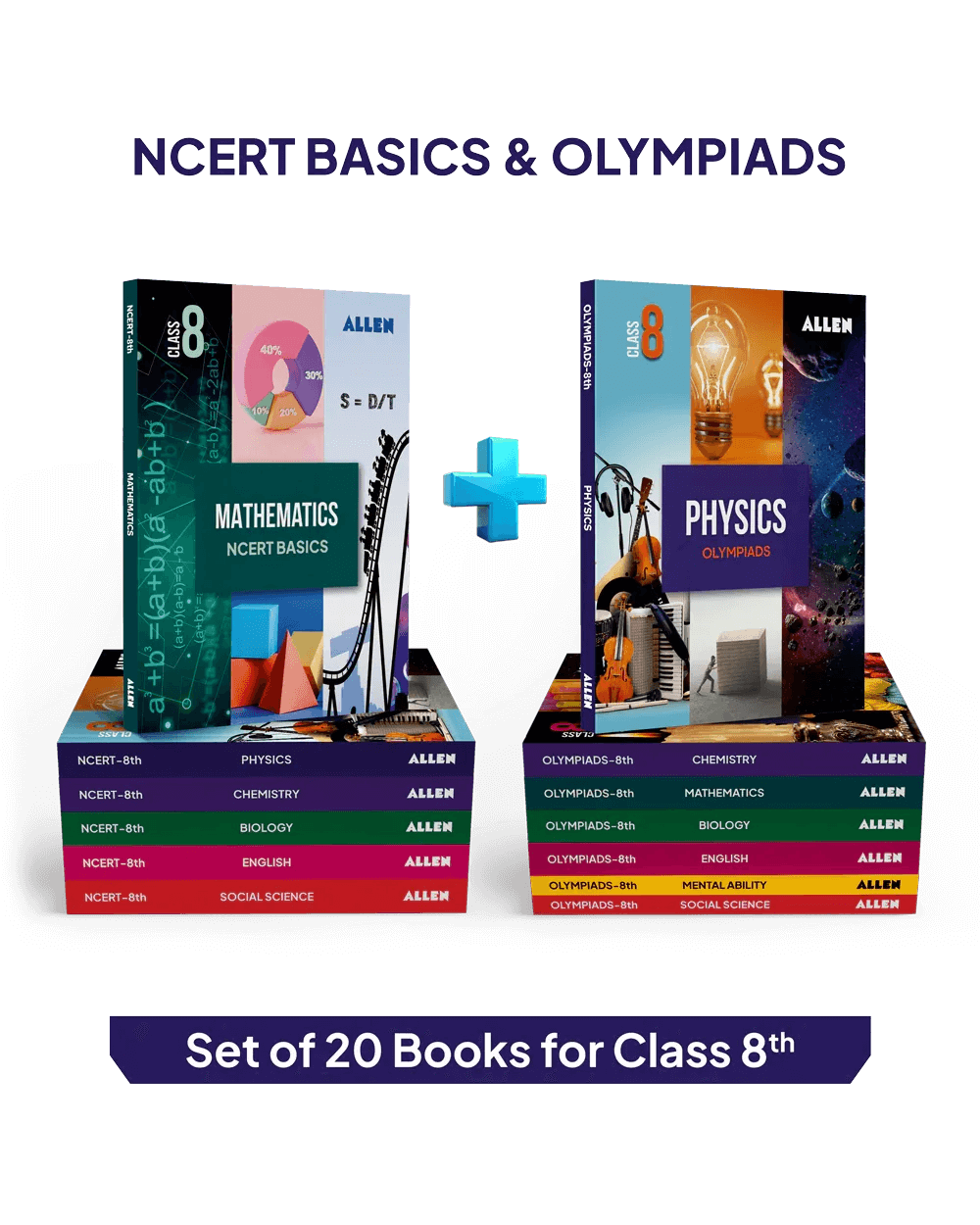 ALLEN Class 8 NCERT + Olympiad Complete Study Material – 20 Multicolor Modules Covering 7 Subjects | Physics, Chemistry, Biology, Maths, Social Science, English & Mental ability - ALLEN E-Store