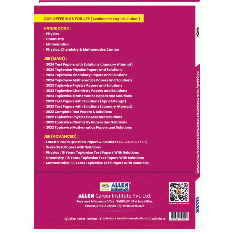 JEE MAIN 2024 Topicwise Chemistry Papers and Solutions (January & April attempt) - ALLEN E-Store