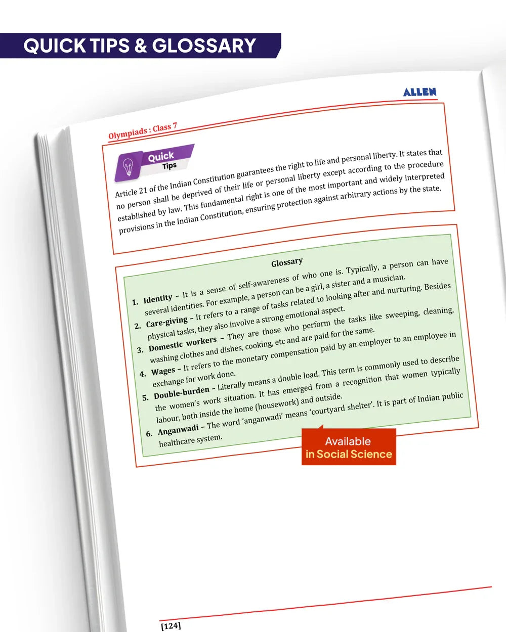 ALLEN Class 7 All-in-One Olympiad Study Material Package -8 Multicolor Modules Covering 7 Core Subjects | Physics, Chemistry, Biology, Maths, Social Science, English & Mental ability