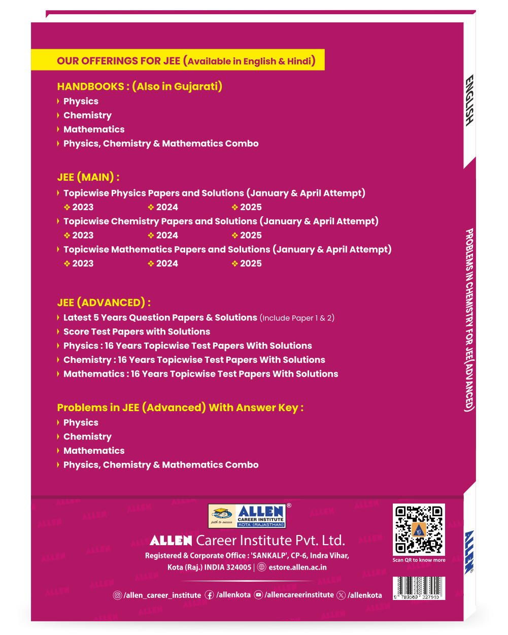 Problems in Chemistry with Answer key for JEE Advanced in English by ALLEN