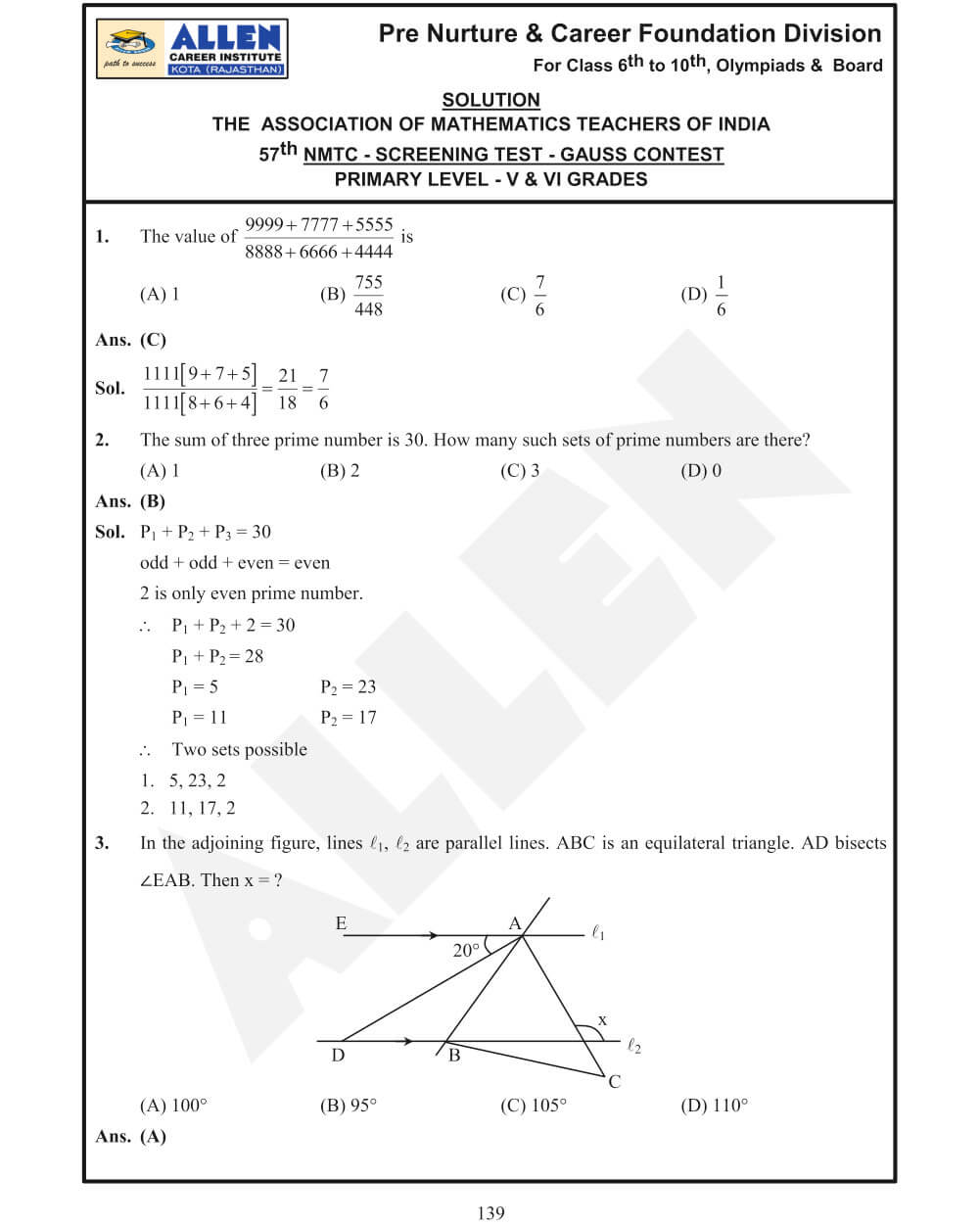 NMTC Question Bank (Multicolor) for Class 5 & 6 – Primary | Mathematics Olympiad Prep Book with Detailed Answer Key by ALLEN