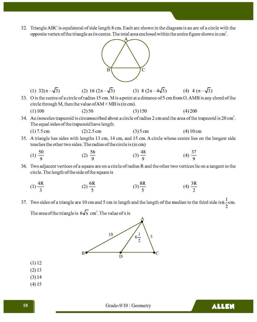 Multicolor NMTC Olympiad Maths Question Bank with Answer Key for Class ...