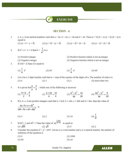 NMTC Question Bank (Multicolor) for Class 7 & 8 – Sub-Junior | Mathematics Olympiad Prep Book with Detailed Answer Key by ALLEN