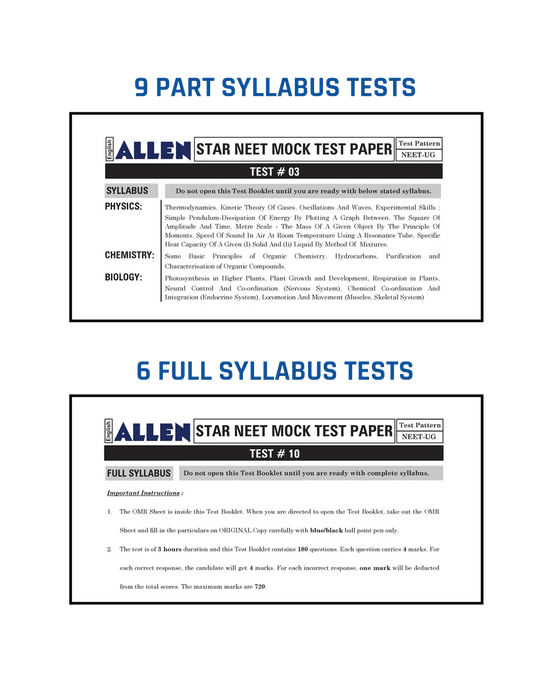 ALLEN STAR Mock Test Papers With Solutions | Target NEET-UG 2026 ...