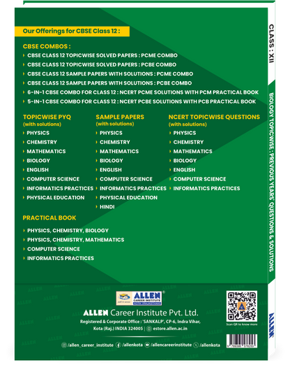 CBSE Biology Topicwise Solved papers from Previous Years for Class 12th by ALLEN