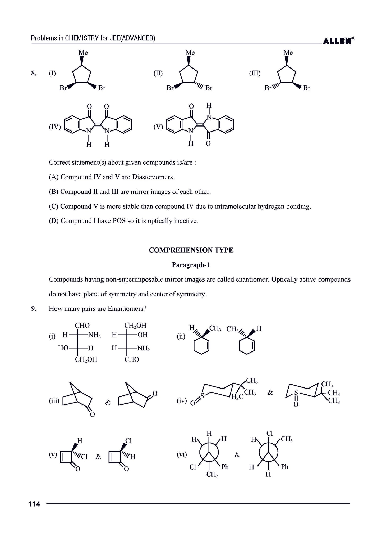 Problems in Chemistry with Answer key for JEE Advanced in English by ALLEN
