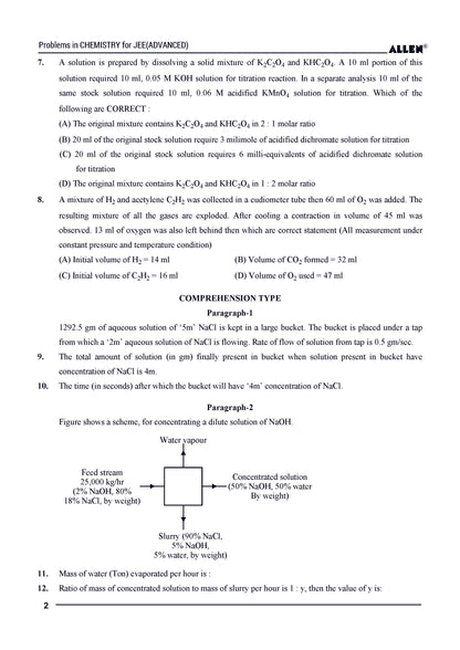 Problems in Chemistry with Answer key for JEE Advanced in English by ALLEN