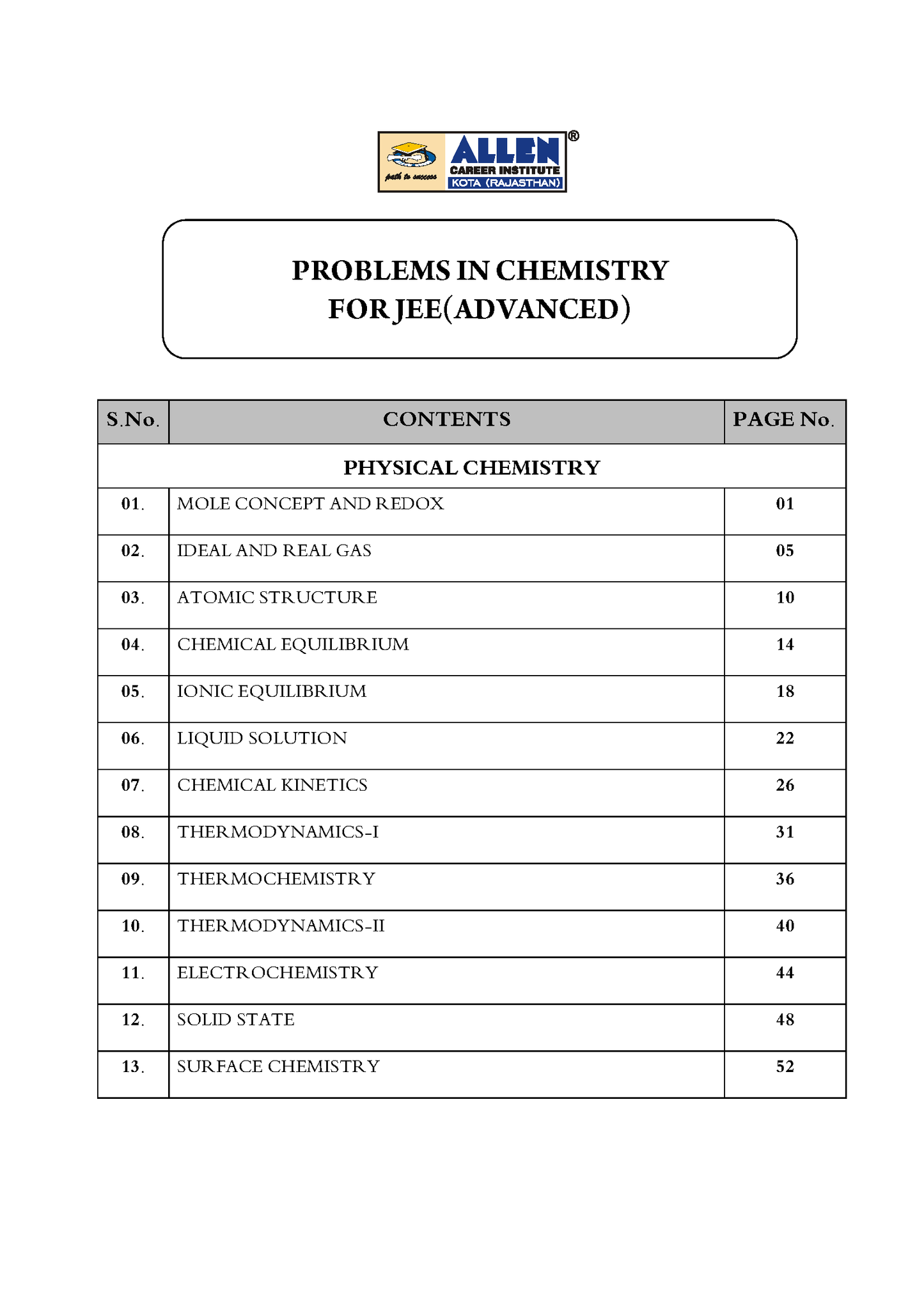 Problems in Physics, Chemistry & Mathematics with Answer key for JEE Advanced in English by ALLEN (Set of 3 Books Combo)