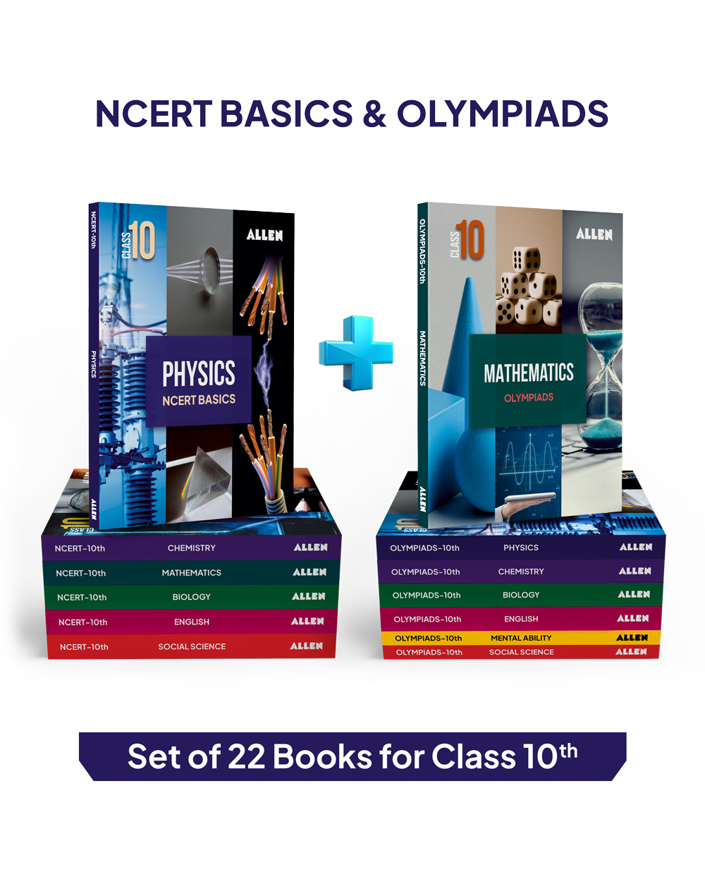 ALLEN Class 10 NCERT + Olympiad Complete Study Material – 22 Multicolor Modules Covering  7 Subjects | Physics, Chemistry, Biology, Maths, Social Science, English & Mental ability