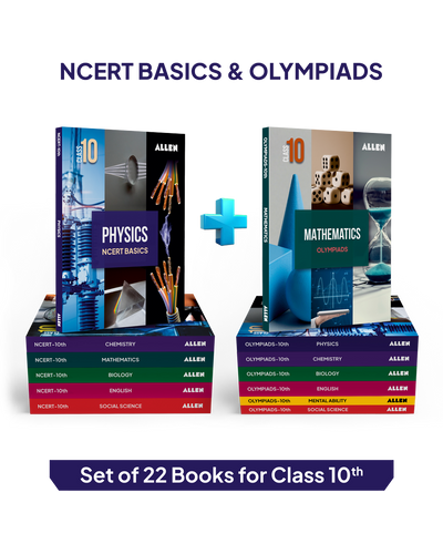 ALLEN Class 10 NCERT + Olympiad Complete Study Material – 22 Multicolor Modules Covering  7 Subjects | Physics, Chemistry, Biology, Maths, Social Science, English & Mental ability