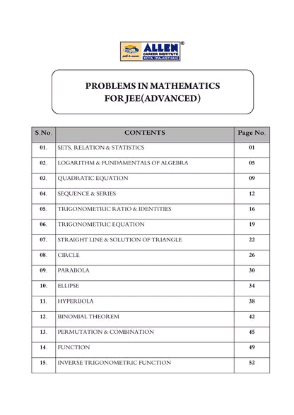 Problems in Physics, Chemistry & Mathematics with Answer key for JEE Advanced in English by ALLEN (Set of 3 Books Combo)