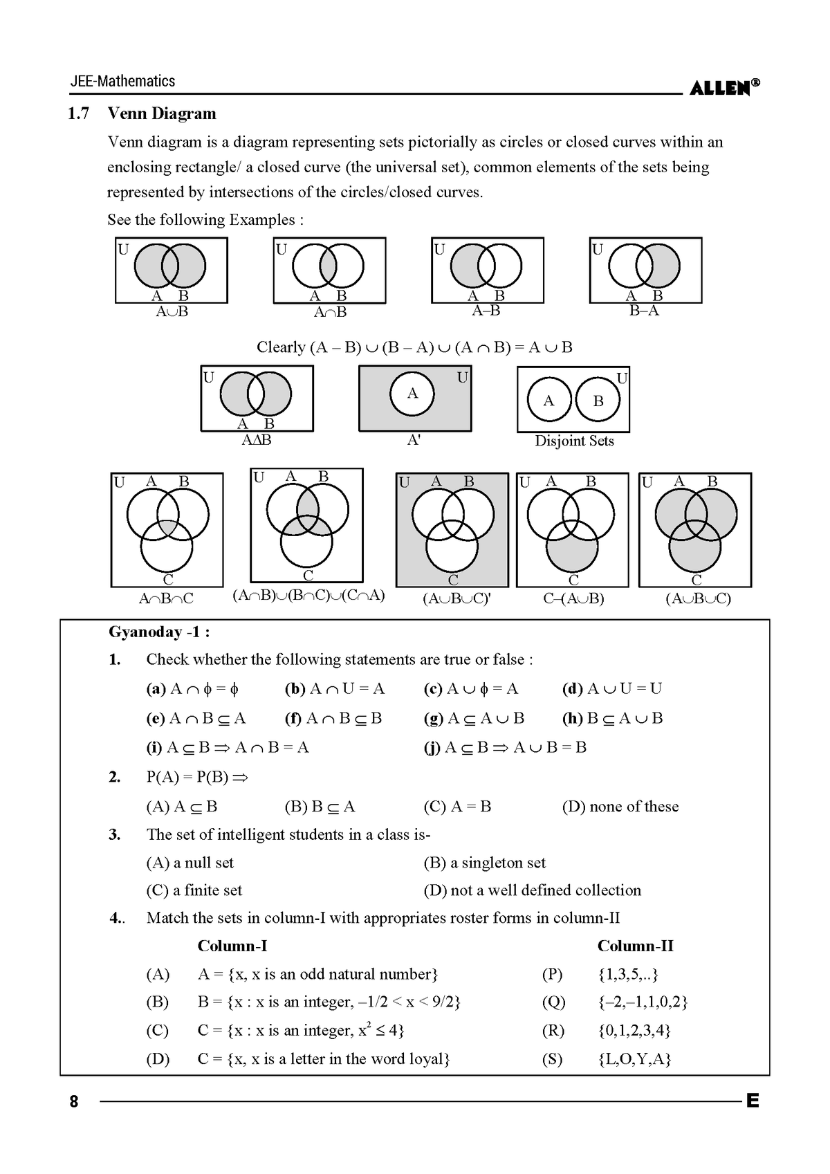 ALLEN 11th MATHEMATICS Study Material Package for JEE Main+Advanced (Set of 6 Modules Combo) in English | Nurture