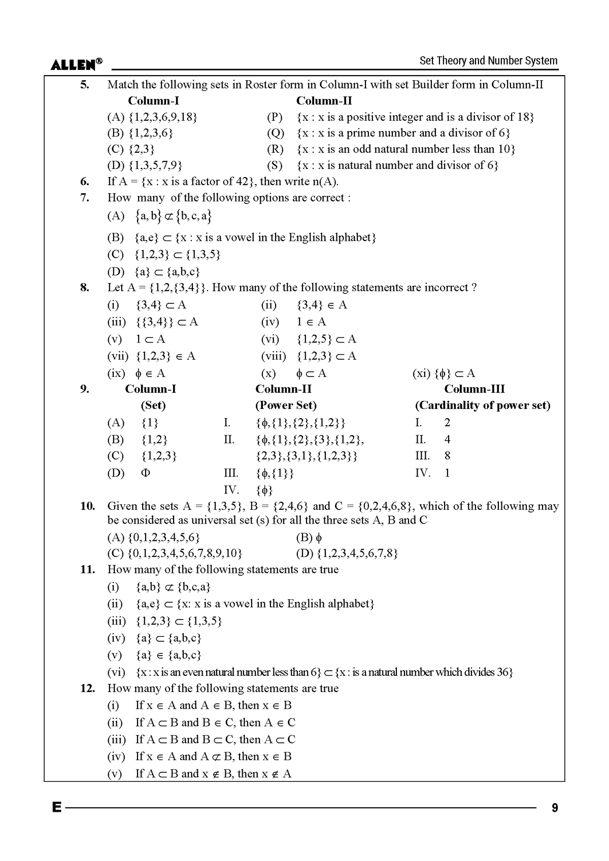 ALLEN 11th MATHEMATICS Study Material Package for JEE Main+Advanced (Set of 6 Modules Combo) in English | Nurture