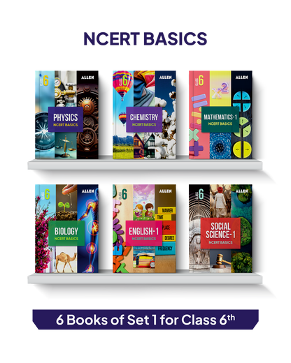ALLEN Class 6 NCERT All-in-One Study Material Package - 9 Multicolor Modules Covering 6 Core Subjects | Physics, Chemistry, Biology, Maths, Social Science & English