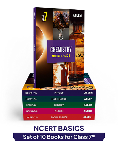 ALLEN Class 7 NCERT All-in-One Study Material Package-10 Multicolor Modules Covering 6 Core Subjects | Physics, Chemistry, Biology, Maths, Social Science & English