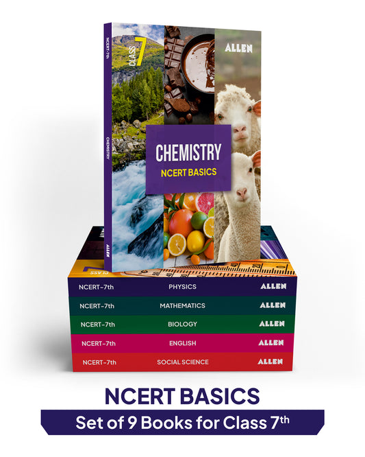 ALLEN Class 7 NCERT All-in-One Study Material Package - 9 Multicolor Modules Covering 6 Core Subjects | Physics, Chemistry, Biology, Maths, Social Science & English
