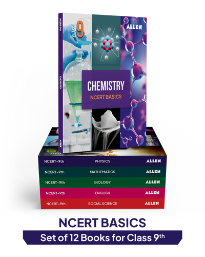ALLEN Class 9 NCERT All-in-One Study material Package – 12 Multicolor Modules covering 6 Subjects | Physics, Chemistry, Biology, Maths, Social Science & English