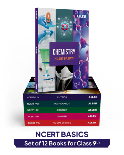 ALLEN Class 9 NCERT All-in-One Study material Package – 12 Multicolor Modules covering 6 Subjects | Physics, Chemistry, Biology, Maths, Social Science & English
