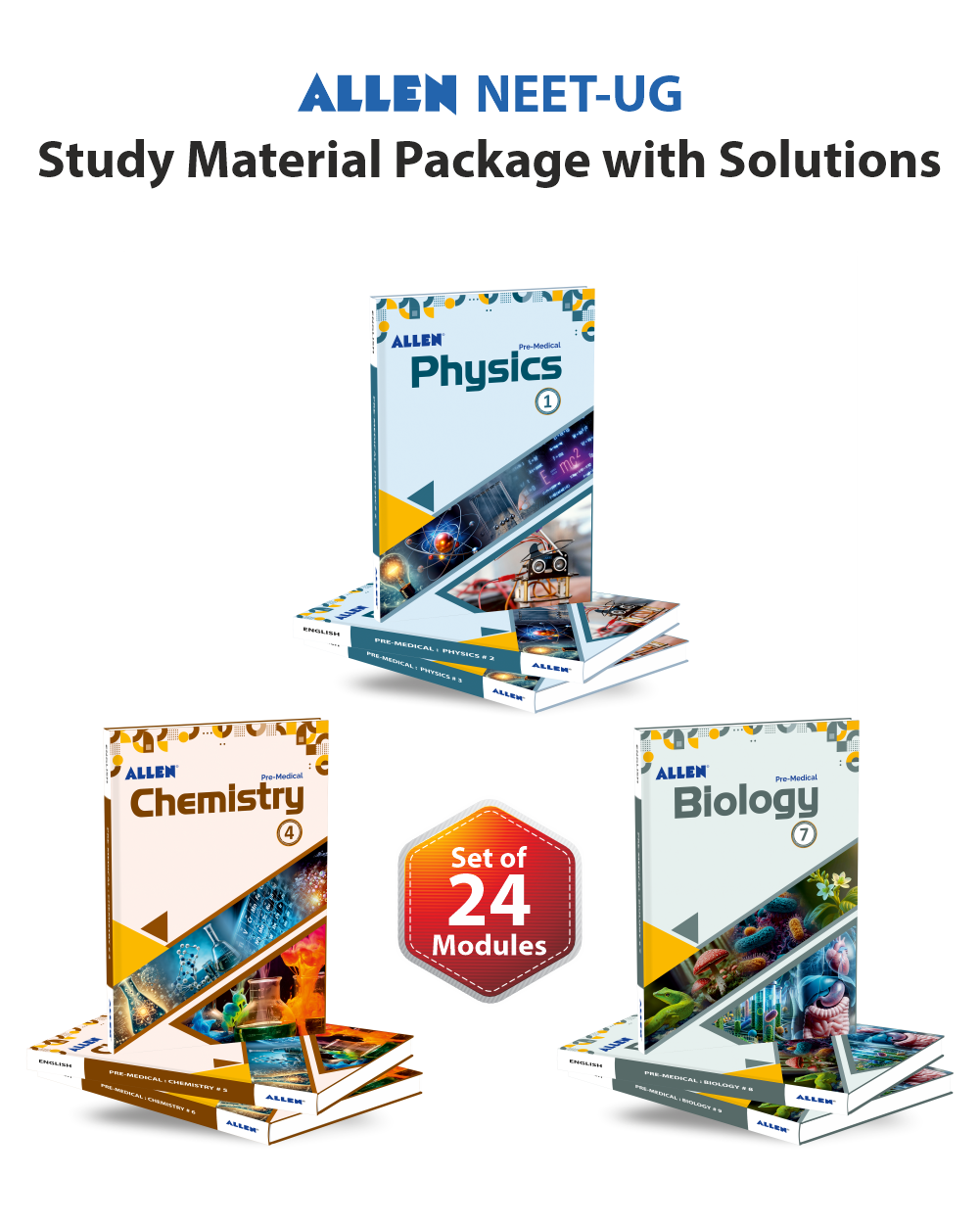 ALLEN NEET-UG Study Material Package for 11th, 12th & 12th Passed with Solutions (Set of 24 Modules)