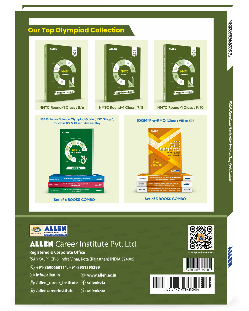 NMTC Question Bank (Multicolor) for Class 7 & 8 – Sub-Junior | Mathematics Olympiad Prep Book with Detailed Answer Key by ALLEN