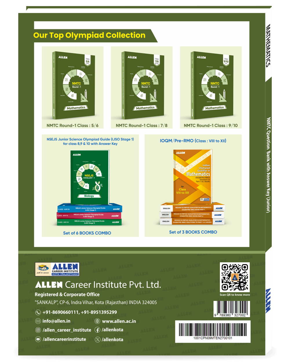 NMTC Question Bank (Multicolor) for Class 9 & 10 – Junior | Mathematics Olympiad Prep Book with Detailed Answer Key by ALLEN