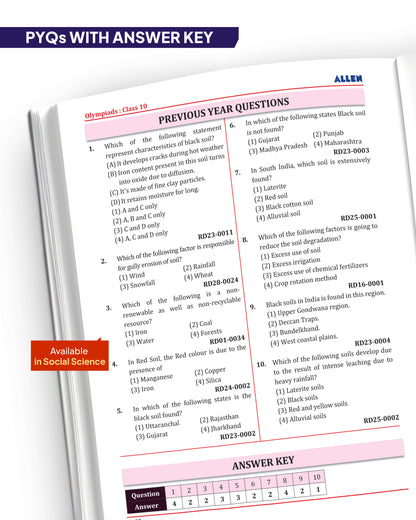 ALLEN Class 10 All-in-One Olympiad Study Material Package -11 Multicolor Modules Covering 7 Core Subjects | Physics, Chemistry, Biology, Maths, Social Science, English & Mental ability