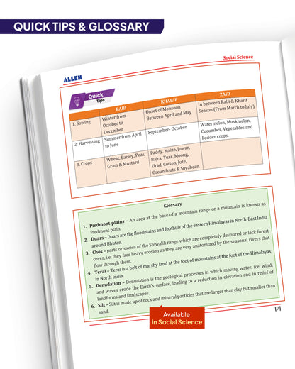 ALLEN Class 10 All-in-One Olympiad Study Material Package -11 Multicolor Modules Covering 7 Core Subjects | Physics, Chemistry, Biology, Maths, Social Science, English & Mental ability
