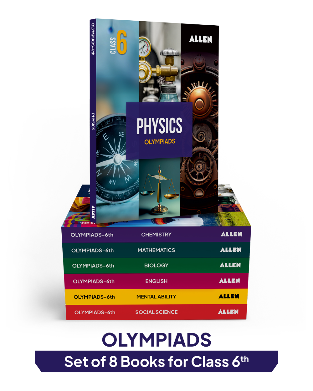 ALLEN Class 6 All-in-One Olympiad Study Material Package -8 Multicolor Modules Covering 7 Core Subjects | Physics, Chemistry, Biology, Maths, Social Science, English & Mental ability