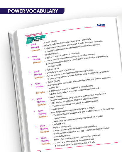 ALLEN Class 7 All-in-One Olympiad Study Material Package -8 Multicolor Modules Covering 7 Core Subjects | Physics, Chemistry, Biology, Maths, Social Science, English & Mental ability