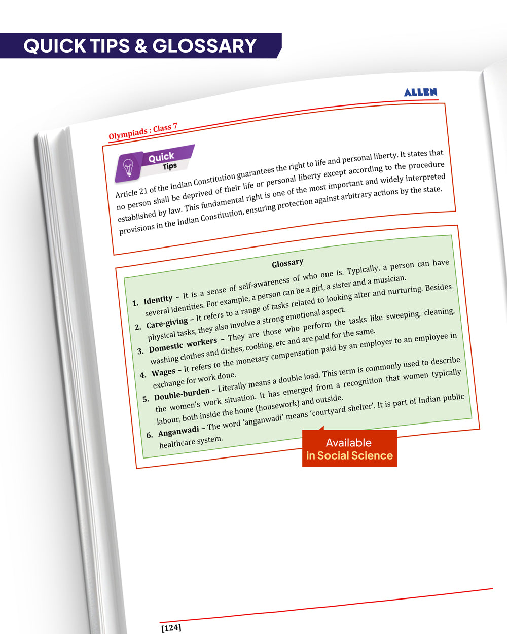 ALLEN Class 7 All-in-One Olympiad Study Material Package -8 Multicolor Modules Covering 7 Core Subjects | Physics, Chemistry, Biology, Maths, Social Science, English & Mental ability