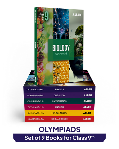 ALLEN Class 9 All-in-One Olympiad Study Material Package -9 Multicolor Modules Covering 7 Core Subjects | Physics, Chemistry, Biology, Maths, Social Science, English & Mental ability
