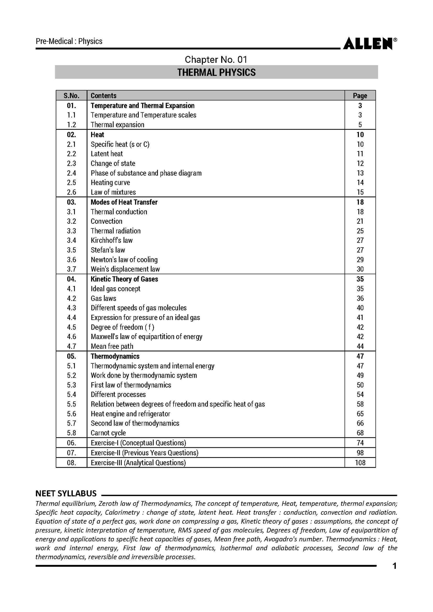 ALLEN PHYSICS NEET-UG Study Material Package for 11th, 12th & 12th Passed with Solutions (Set of 8 Modules)