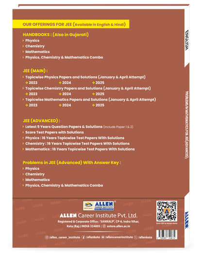Problems in Mathematics with Answer key for JEE Advanced in English by ALLEN