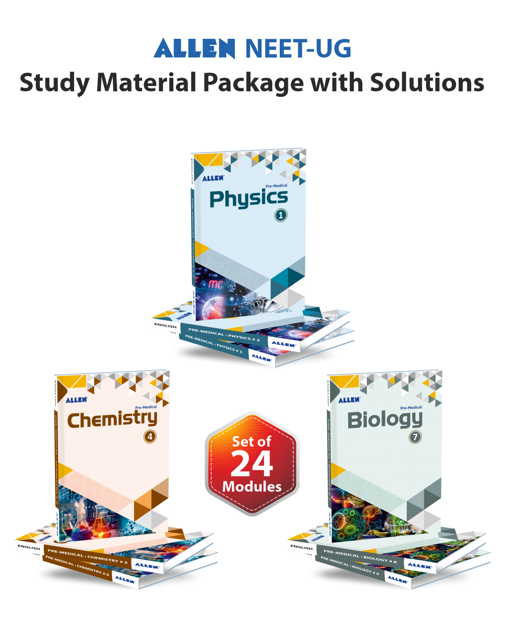 ALLEN NEET-UG Study Material Package for 11th, 12th & 12th Passed with Solutions (Set of 24 Modules)