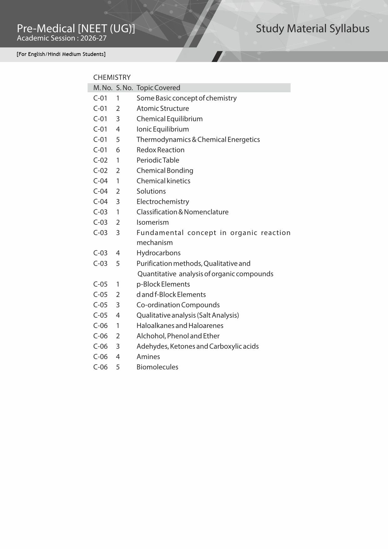 ALLEN CHEMISTRY NEET-UG Study Material Package for 11th, 12th & 12th Passed (Set of 6 Modules)