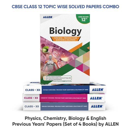 CBSE Class 12 Topic wise Solved Papers Combo: Physics, Chemistry, Biology, English - Previous Years' Papers (Set of 4 Books)