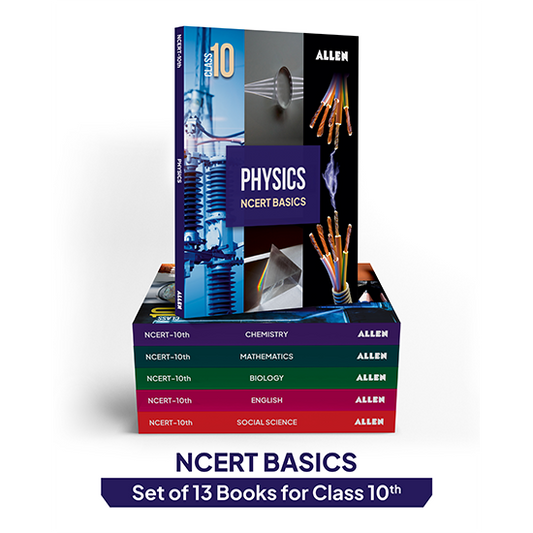ALLEN Class 10 NCERT All-in-One Study material Package – 13 Colorful Modules covering 6 Subjects | Physics, Chemistry, Biology, Maths, Social Science & English