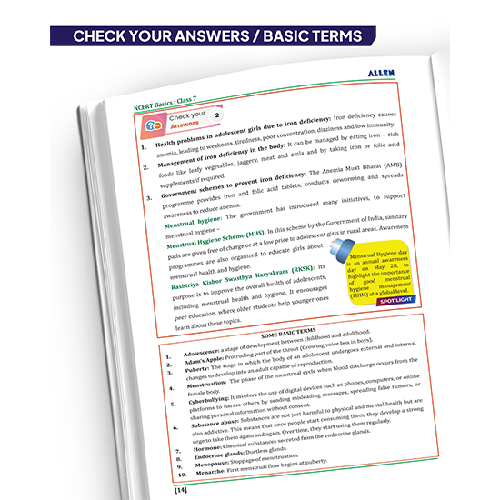 ALLEN Class 7 NCERT All-in-One Study Material Package-10 Multicolor Modules Covering 6 Core Subjects | Physics, Chemistry, Biology, Maths, Social Science & English