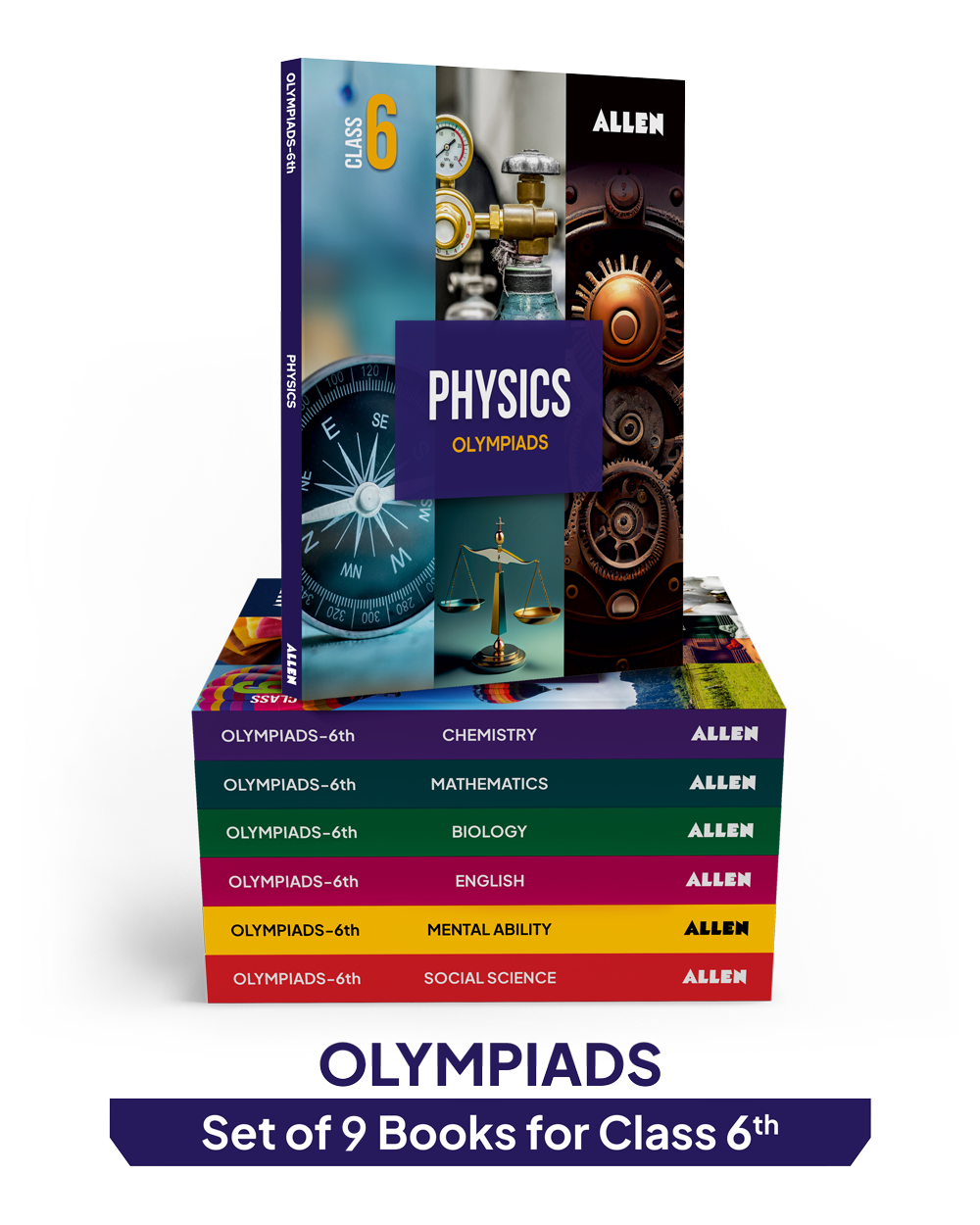 ALLEN Class 6 All-in-One Olympiad Study Material Package -9 Multicolor Modules Covering 7 Core Subjects | Physics, Chemistry, Biology, Maths, Social Science, English & Mental ability