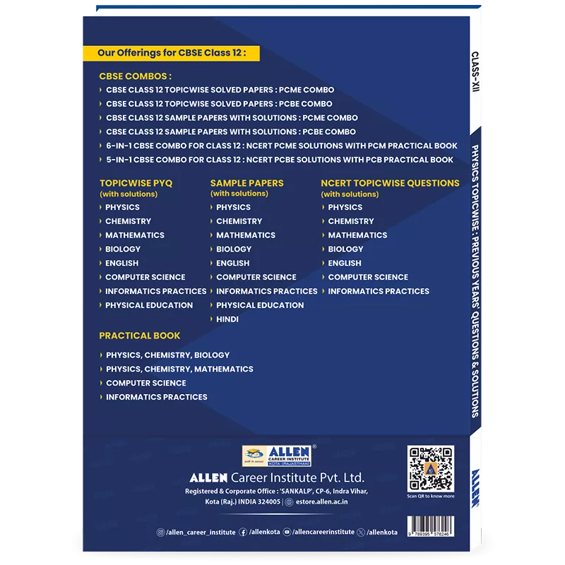 CBSE Physics Topicwise Solved papers from Previous Years for Class 12th